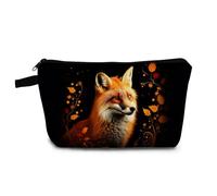 YULUENZE Fox Makeup Bag Cute Small Organizer Bag with Zipper Fox Profile Print Cosmetic Bag Birthday Present for Women Sisters Friends BFF