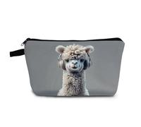 YULUENZE Funny Alpaca Gift Lama Pattern Makeup Bag Cute Small Organizer Bag with Zipper Lama Cosmetic Bag Birthday Gifts for Alpaca Lovers Women Sisters Friends, hzt0338, Printed Makeup Bag With a