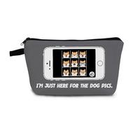 YULUENZE Funny Dog Pics Cosmetic Bag Small Makeup Bag I'm Here for Dog Pics Toiletry Organizer Pouch with Zipper Presents for Coworkers Women Friends