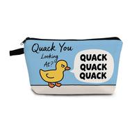 YULUENZE Funny Duck Cosmetic Bag Small Makeup Bag Quack You Looking At Toiletry Organizer Pouch with Zipper Presents for Women Friends