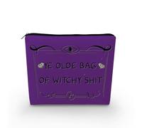 YULUENZE Funny Letter Makeup Bag Cute Small Organizer Bag Canvas Toiletry Zipper Pouch Wichy Cosmetic Bag Ideal Birthday Gift for Women Friends Sisters BFF, asnt0150, Printed Makeup Bag With a Metal