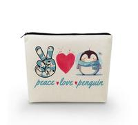 YULUENZE Funny Penguins Makeup Bag Penguin Lovers Gift Organizer Bag Peace Love Penguins Toiletry Zipper Pouch Cosmetic Bag Gift for Penguin Lovers Women Friends, asn0233, Printed Makeup Bag With a