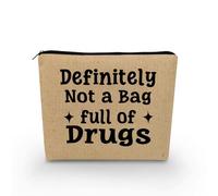 YULUENZE Funny Slogan Print Makeup Bag Letters Pattern Toiletry Bag Organizer Pouch with Zipper Definitely Not A Bag Full Of Drugs Canvas Cosmetic Bag Present for Women Friends, asnt0573