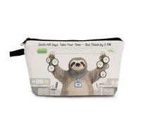 YULUENZE Fuuny Sloth Cosmetic Bag Small Makeup Bag Fuuny Sloth HR Toiletry Organizer Pouch with Zipper Presents for HR Coworkers Women Friends
