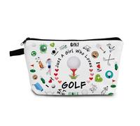 YULUENZE Golf Gifts Golf Makeup Bag Just Love Golf Organizer Bag Toiletry Pouch with Zipper Golf Cosmetic Bag Gifts for Women Golf Lovers Fans Golf Players Team, ahz0120, Printed Makeup Bag With a