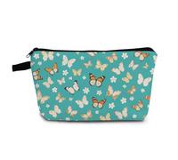 YULUENZE Green Little Butterflies Makeup Bag Cute Small Organizer Bag with Zipper Green Little Butterflies Cosmetic Bag Aesthetic Birthday Present for Women Friends