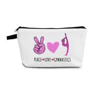 YULUENZE Gymnastics Gifts Gymnastics Makeup Bag Gifts for Gymnastics Lovers Players Cosmetic Bag Gifts for Women Sister Friend BFF Bestie - Peace Love Gymnastics, ahz0080, Printed Makeup Bag With a