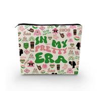 YULUENZE In My Pretty Era Makeup Bag Cute Small Canvas Organizer Bag with Zipper AKA 1908 Cosmetic Bag Aesthetic Sorority Present for Women Friends