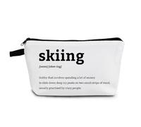 YULUENZE Inspiring Funny Definition Makeup Bag with Zipper Ohana Skiing Self-care Jeg Elsker Fabricologist Hairapist Funny Present for Women Friends, Skiing 01