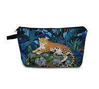 YULUENZE Jungle Leopard Cosmetic Bag Small Makeup Bag Toiletry Organizer Pouch with Zipper Jungle Leopard Presents for Women Friends