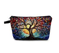 YULUENZE Magical Tree Makeup Bag Cute Small Organizer Bag with Zipper Magical Tree Print Cosmetic Bag Fancy Tree Birthday Gifts for Women Friends Sisters BFF, hzt0365, Printed Makeup Bag With a Metal