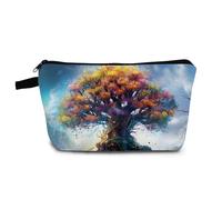 YULUENZE Magical Tree Makeup Bag Cute Small Organizer Bag with Zipper Magical Tree Print Cosmetic Bag Fancy Tree Birthday Gifts for Women Friends Sisters BFF, hzt0242, Printed Makeup Bag With a Metal