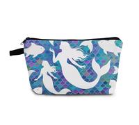 YULUENZE Mermaid Profile Makeup Bag Cute Small Organizer Bag with Zipper Mermaid Profile Cosmetic Bag Aesthetic Birthday Present for Women Friends -1