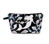 YULUENZE Mermaid Profile Makeup Bag Cute Small Organizer Bag with Zipper Mermaid Profile Cosmetic Bag Aesthetic Birthday Present for Women Friends -2