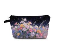 YULUENZE Moonlight Floral Cosmetic Bag Small Makeup Bag Moonlight Floral Toiletry Organizer Pouch with Zipper Presents for Women Friends
