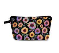 YULUENZE Neon Little Sunflower Makeup Bag Cute Small Organizer Bag with Zipper Neon Little Sunflower Cosmetic Bag Aesthetic Birthday Present for Women Friends