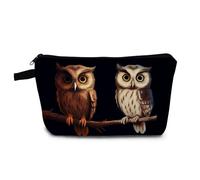YULUENZE Owl Gift Owls Makeup Bag Cute Small Organizer Bag with Zipper Owl Print Cosmetic Bag Birthday Gifts for Owl Lovers Women Sisters Friends, hzt0170, Printed Makeup Bag With a Metal Zipper