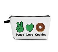 YULUENZE Peace Love Cookies Cosmetic Bag Small Makeup Bag Toiletry Organizer Pouch with Zipper Peace Love Cookies Presents for Women Friends