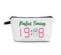YULUENZE Perfect Timing 1908 Makeup Bag Cute Small Organizer Bag with Zipper Greek Sorority Paraphernalia Cosmetic Bag Aesthetic Birthday Present for Sorority Members Women Friends