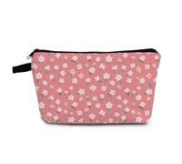 YULUENZE Pink Little Flower Makeup Bag Cute Small Organizer Bag with Zipper Pink Little Flower Cosmetic Bag Aesthetic Birthday Present for Women Friends