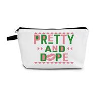 YULUENZE Pretty & Dope Makeup Bag Cute Small Organizer Bag with Zipper AKA Sorority Cosmetic Bag Aesthetic Birthday Present for Women Friends