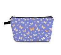 YULUENZE Purple Little Butterflies Makeup Bag Cute Small Organizer Bag with Zipper Purple Little Butterflies Cosmetic Bag Aesthetic Birthday Present for Women Friends