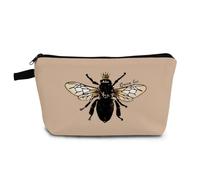 YULUENZE Queen Bee Cosmetic Bag Small Makeup Organizer Pouch with Zipper Bee Toiletry Makeup Bag Presents for Women Friends