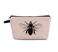 YULUENZE Queen Bee Cosmetic Bag Small Makeup Organizer Pouch with Zipper Bee Toiletry Makeup Bag Presents for Bee Lover Friend