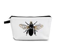 YULUENZE Queen Bee Cosmetic Bag Small Makeup Organizer Pouch with Zipper Cartoon Bee Toiletry Makeup Bag Presents for Women Friends