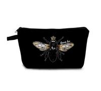 YULUENZE Queen Bee Cosmetic Bag Small Makeup Organizer Pouch with Zipper Insect Bee Toiletry Makeup Bag Presents for Women Friends