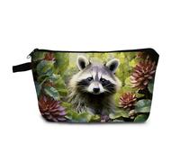 YULUENZE Raccoon Gift Raccoon Makeup Bag Cute Small Organizer Bag with Zipper Cartoon Kitten Raccoon Print Cosmetic Bag Birthday Gifts for Raccoon Lovers Women Friends…, hzt0239, Printed Makeup Bag