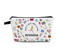 YULUENZE Running Makeup Bag Running Gifts Just Love Running Organizer Bag Travel Toiletry Pouch with Zipper Marathon Gifts Cosmetic Bag for Women Runners Running Lovers Fans, ahz0121, Printed Makeup