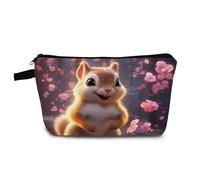 YULUENZE Squirrel Gift Squirrels Makeup Bag Cute Small Organizer Bag with Zipper Squirrel Print Cosmetic Bag Birthday Gifts for Squirrel Lovers Women Sisters Friends, hzt0215, Printed Makeup Bag With