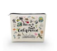 YULUENZE Take Me To California Makeup Bag California Travel Gift Small Canvas Organizer Bag with Zipper California Cosmetic Bag Travel Present for Women Friends Families, asnt0697