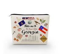 YULUENZE Take Me To Georgia Makeup Bag Georgia Travel Gift Small Canvas Organizer Bag with Zipper Georgia Cosmetic Bag Travel Present for Women Friends Families, asnt0702