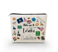 YULUENZE Take Me To Idaho Makeup Bag Idaho Travel Gift Small Canvas Organizer Bag with Zipper Idaho Cosmetic Bag Travel Present for Women Friends Families, asnt0704