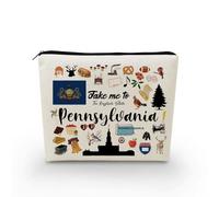 YULUENZE Take Me To Pennsylvania Makeup Bag Pennsylvania Travel Gift Small Canvas Organizer Bag with Zipper Pennsylvania Cosmetic Bag Travel Present for Women Friends Families
