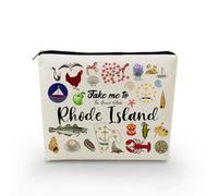 YULUENZE Take Me To Rhode Island Makeup Bag Rhode Island Travel Gift Small Canvas Organizer Bag with Zipper Rhode Island Cosmetic Bag Travel Present for Women Friends Families