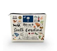 YULUENZE Take Me To South Carolina Makeup Bag South Carolina Travel Gift Small Canvas Organizer Bag with Zipper South Carolina Cosmetic Bag Travel Present for Women Friends Families