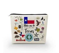 YULUENZE Take Me To Texas Makeup Bag Texas Travel Gift Small Canvas Organizer Bag with Zipper Texas Cosmetic Bag Travel Present for Women Friends Families