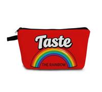 YULUENZE Taste Rainbow Print Small Cosmetic Bag | Watercolor Wildflower Bouquet Makeup Organizer Zipper Pouch, Aesthetic Floral Birthday Present for Women Friends