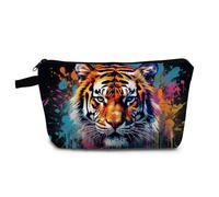 YULUENZE Tiger Gifts Tiger Makeup Bag Cute Small Organizer Bag with Zipper Tiger Print Cosmetic Bag Birthday Gifts for Tiger Lovers Women Friends, hzt0284, Printed Makeup Bag With a Metal Zipper