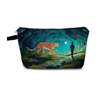 YULUENZE Tiger Makeup Bag Cute Small Organizer Bag with Zipper Tiger Cosmetic Bag Aesthetic Birthday Present for Women Sisters Friends -4, hzz17168