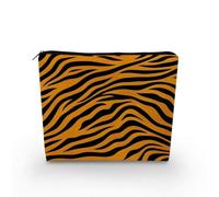 YULUENZE Tiger Stripes Makeup Bag Cute Small Canvas Organizer Bag with Zipper Tiger Stripes Cosmetic Bag Aesthetic Birthday Present for Women Friends
