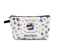 YULUENZE Volleyball Inspirational Gifts Makeup Bag Just Love Volleyball Organizer Bag Toiletry Zipper Pouch Volleyball Cosmetic Bag Gifts for Women Volleyball Lovers Fans Players, ahz0112, Printed