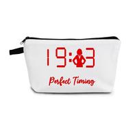 YULUENZE White Perfect Timing 1913 Makeup Bag Cute Small Organizer Bag with Zipper Confident Lady Cosmetic Bag Aesthetic Birthday Present for Women Sisters Sorority Members Friends