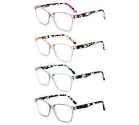 Yuluki Reading Glasses Blue Light Blocking,4 Pack Spring Hinge Square Frame Ladies Computer Readers 2.25,Lightweight Quality Womens Eyeglasses Anti UV Eyestrain