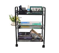 Yulun0328 3-Tier Beauty & Craft Trolley on Wheels, Mobile Storage Trolley with Handles, Three Tier Rolling Cart for Bathroom Storage, Office, Kitchen, Living Room, Book Cart (Black)