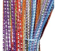 Yulun0328 String Curtain Panel, Glitter Retro Plain Tassel Door Curtain Fly Insect Bug Screen String for Doorway Living Room Party Events (Multicolor, 100 * 200cm)