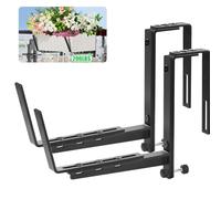 YuLuoXiang Heavy Duty Window Box Brackets, Adjustable Flower Planter Box Brackets for Railings & Walls, 5mm Reinforced Brace, Enhanced Bottom Support for Balconies, Fences, Gardens, 200LB CAP(2 Packs)
